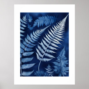 Blue Fern Cyanotype Poster