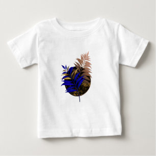 Blue fern on black circle baby T-Shirt