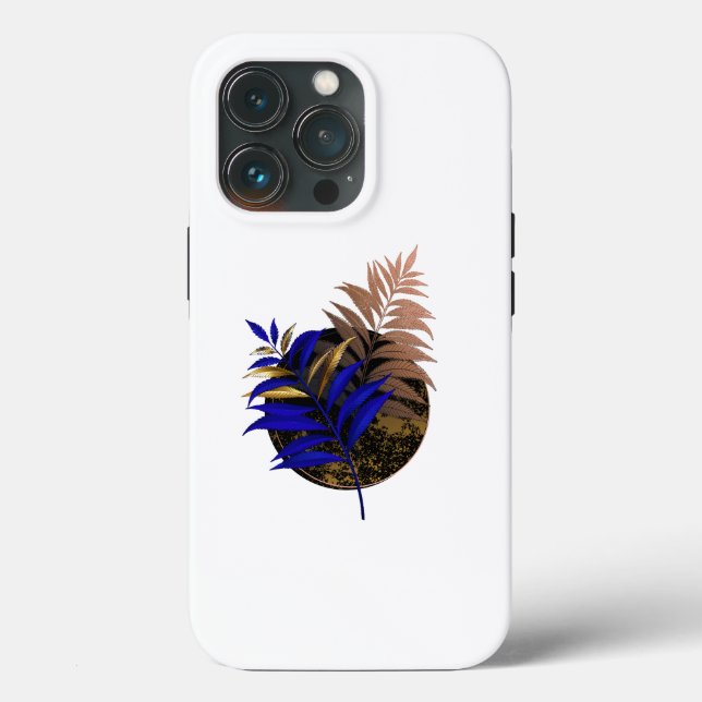 Blue fern on black circle Case-Mate iPhone case (Back)
