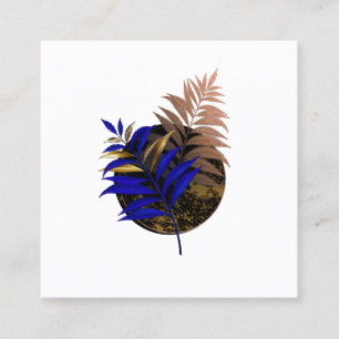 Blue fern on black circle discount card