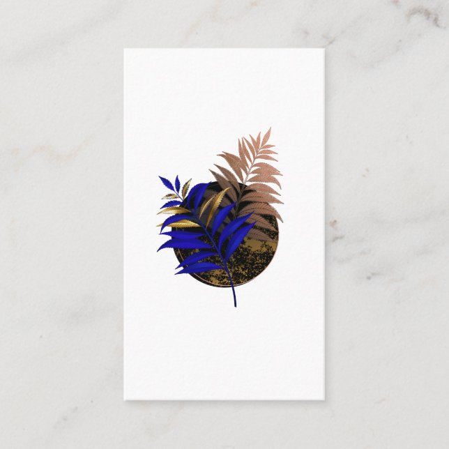 Blue fern on black circle discount card (Front)