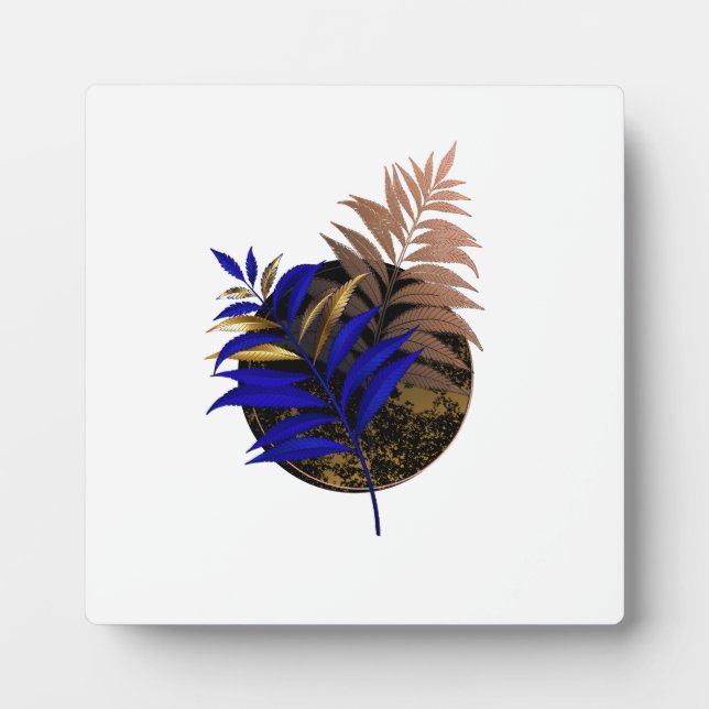 Blue fern on black circle plaque (Front)