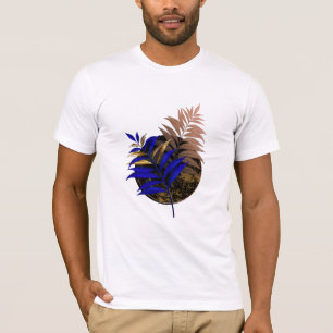 Blue fern on black circle T-Shirt