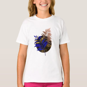 Blue fern on black circle T-Shirt