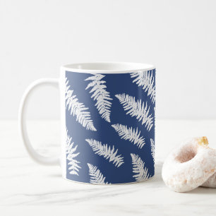 Blue Fern Pattern Botanical Coffee Mug
