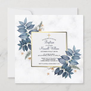 Blue Ferns Religious Invitation