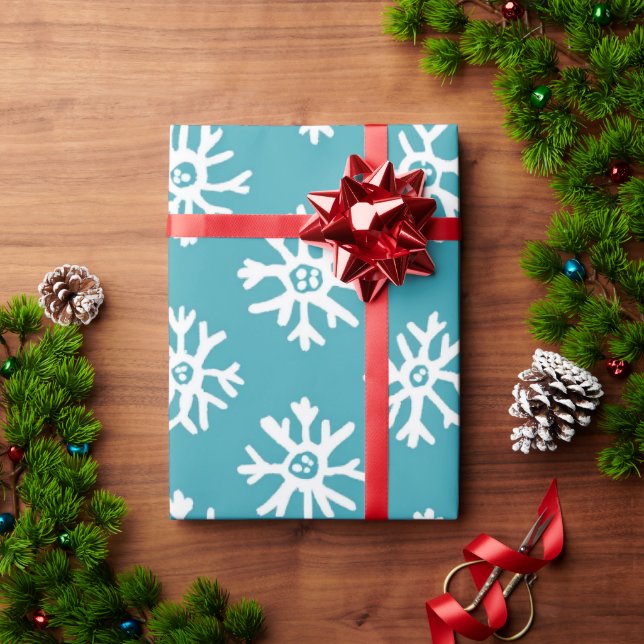 Blue Festive Christmas Patterns  Wrappi Wrapping Paper (Holiday Gift)