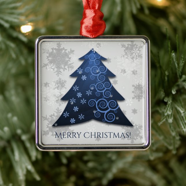 Blue Festive Christmas Tree Ceramic Ornament (Tree)