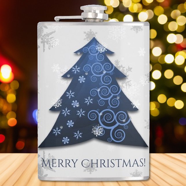 Blue Festive Christmas Tree Flask (Blue Festive Christmas Tree Flask)