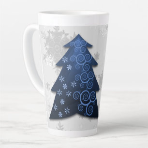 Blue Festive Christmas Tree Latte Mug