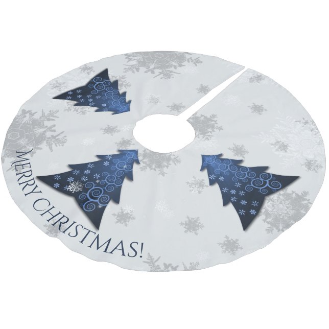 Blue Festive Christmas Tree Skirt (Angled)