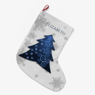 Blue Festive Christmas Tree Stocking