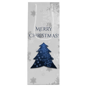 Blue Festive Christmas Tree Wine Gift Bag