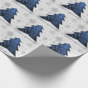Blue Festive Christmas Tree Wrapping Paper