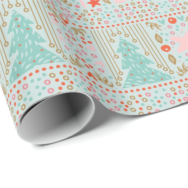 Blue Festive Pretty Christmas Gift Wrapping Paper (Roll Corner)