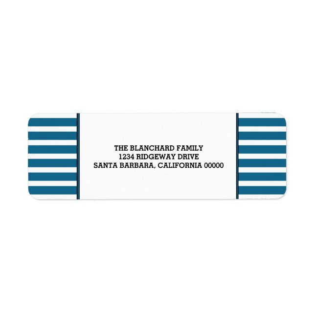 Blue Festive Stripes Holiday Labels (Front)