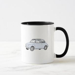 Blue Fiat 500 Topolino Pencil Style Drawing Mug