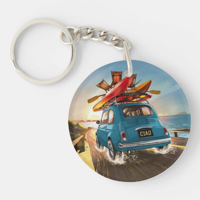 Blue Fiat Car Key Ring (Front)