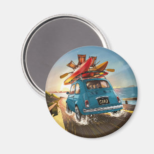 Blue Fiat Car Magnet