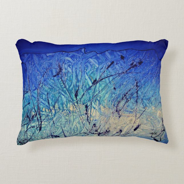 Blue Field, Abstract Art Decorative Cushion (Front)