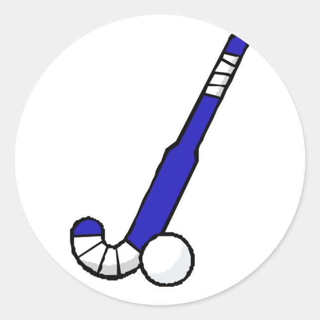 Blue Field Hockey Stick Classic Round Sticker (Front)
