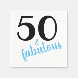 Blue Fifty and Fabulous 50th Birthday Party Napkin