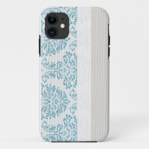 Blue Filigree Damask Monogram IPHONE 5 Case
