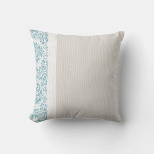 Blue Filigree Damask Throw Couch Pillow