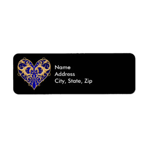 Blue Filigree Heart Address Labels