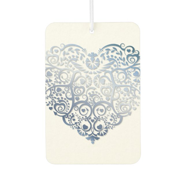 Blue Filigree Heart Air Freshener (Front)