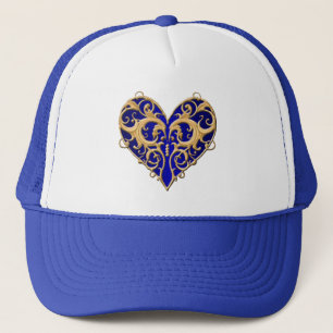 Blue Filigree Heart Hat