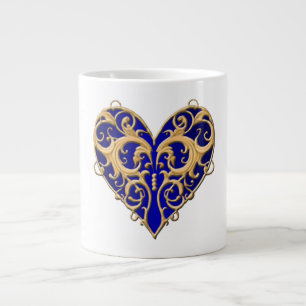 Blue Filigree Heart Mug