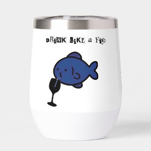 BLUE FIN White Humourous Blue Fish 11 oz. Wine