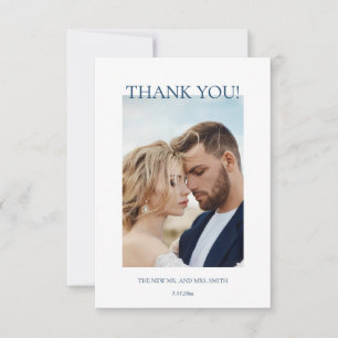 Blue Fine Art Flowers Wedding Thank You Card