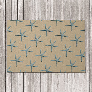 Blue Finger Starfish On Sand Coloured Background Doormat