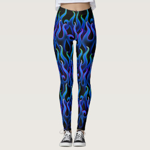 Blue Fire  Electric Flames Halloween Costume Leggings