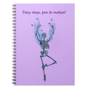Blue Fire Flames Ballerina Dancing Skeleton Purple Notebook