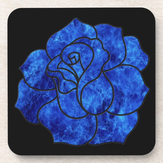 Blue Fire Rose Coasters (Front)