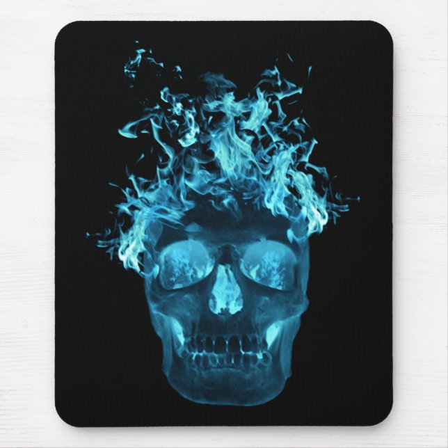 Blue Fire Skull Mouse Pad (Front)