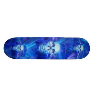 Blue fire skulls skateboard