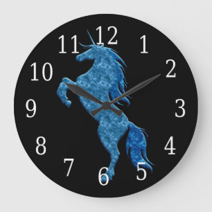 Blue Fire Unicorn Clock