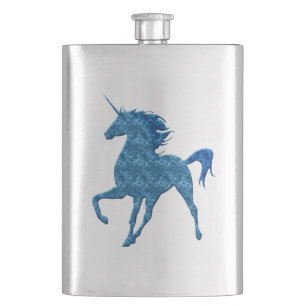 Blue Fire Unicorn Flask