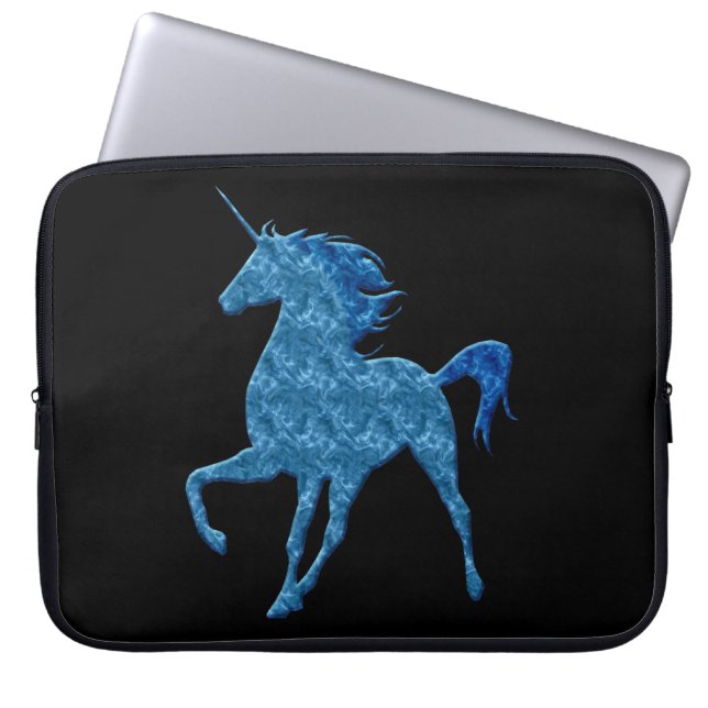 Blue Fire Unicorn Laptop Sleeve (Front)