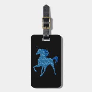 Blue Fire Unicorn Luggage Tag