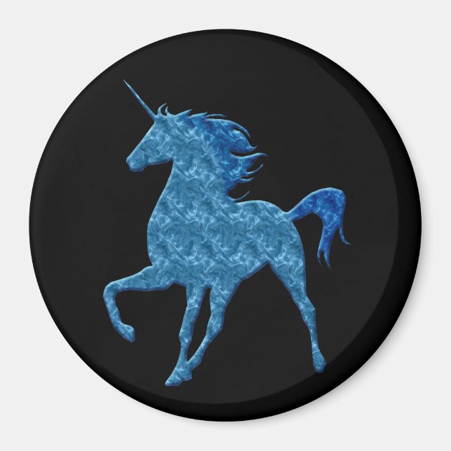 Blue Fire Unicorn Magnet (Front)