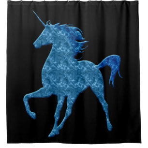 Blue Fire Unicorn Shower Curtain