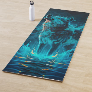 Blue Fire Wolf Yoga Mat