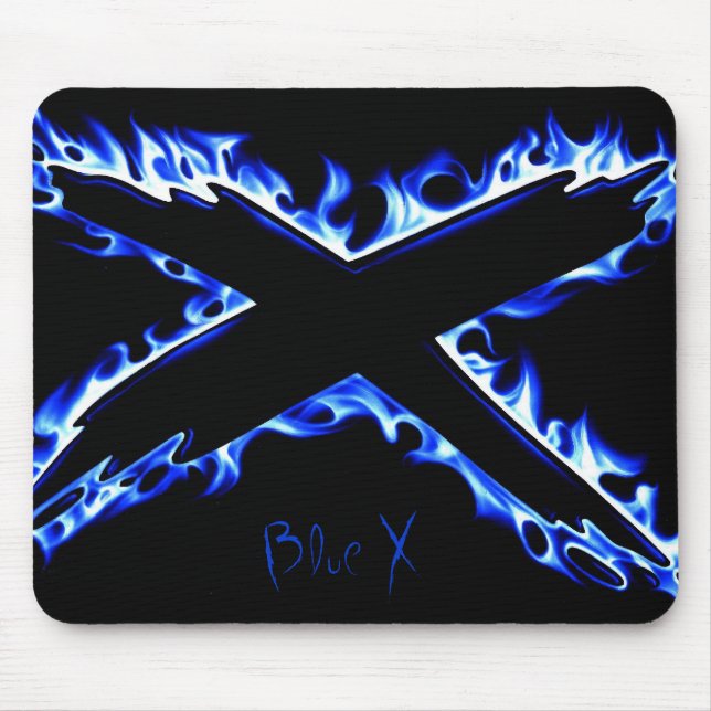 BLUE FIRE X, Blue X Mouse Mat (Front)