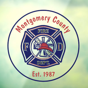Blue Firefighter Badge Logo Custom Window Cling