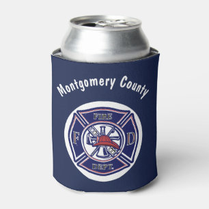 Blue Firefighter Badge Logo Personalised Can Cooler
